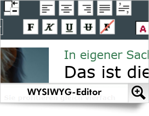 Mit dem komfortablen WYSIWYG-Editor geben Sie Ihre Inhalte ein, so einfach wie mit Ihrem Textprogramm.